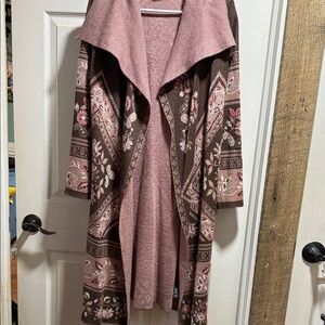 Elegant Floral Women's Cardigan in Brown and Pink